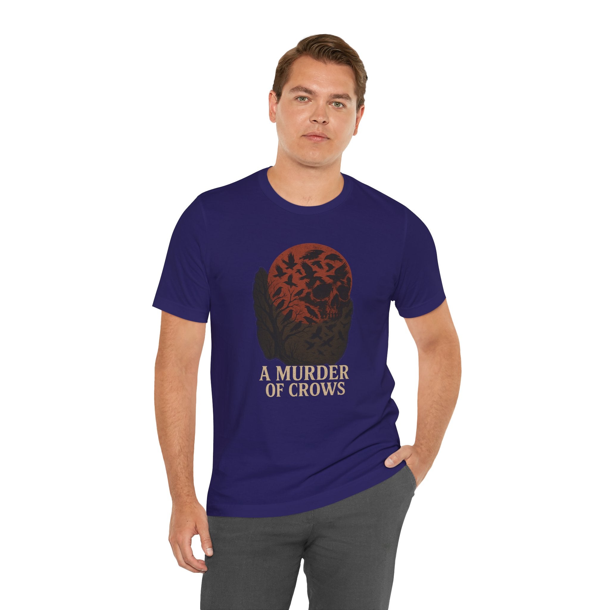 A Murder of Crows Tee, Unisex Jersey Tee, Gothic Shirt, Bird Lover Gift, Dark Aesthetic Clothing, Autumn Vibe Apparel