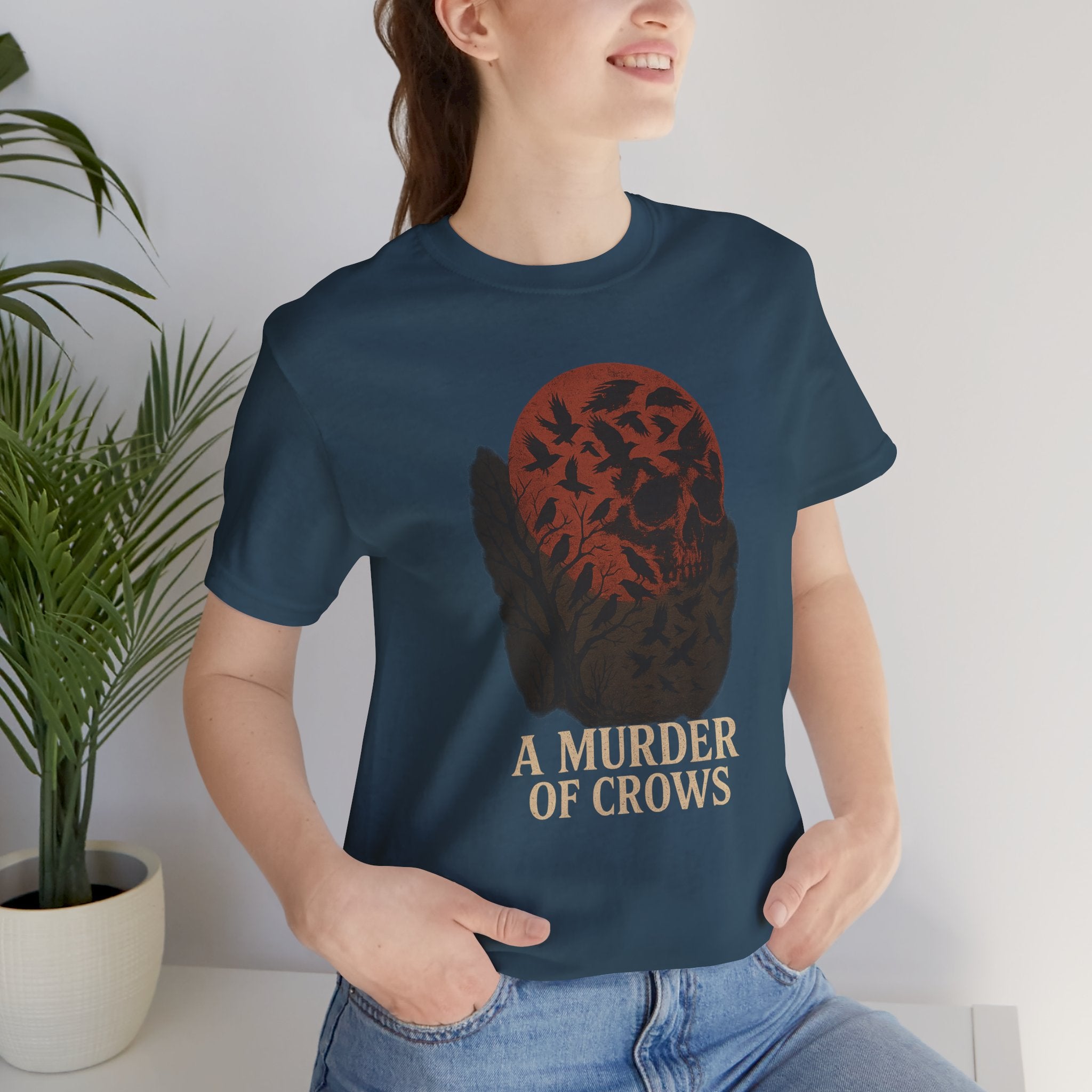 A Murder of Crows Tee, Unisex Jersey Tee, Gothic Shirt, Bird Lover Gift, Dark Aesthetic Clothing, Autumn Vibe Apparel