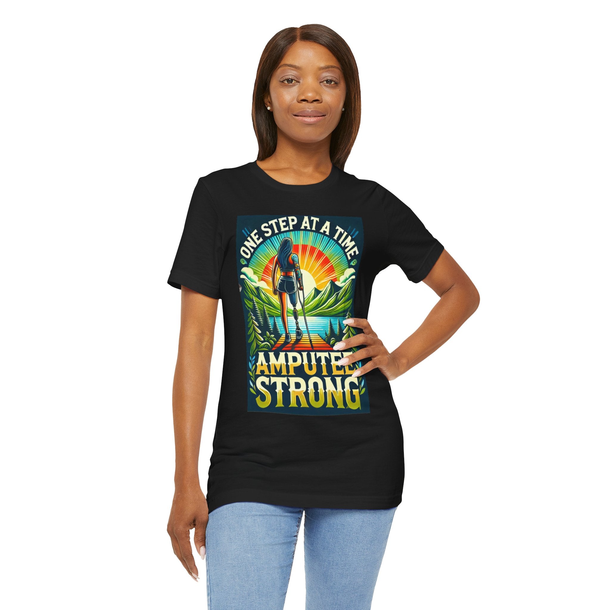 Woman Leg Amputee Amputee Strong  - Graphic Unisex Jersey Short Sleeve Tee
