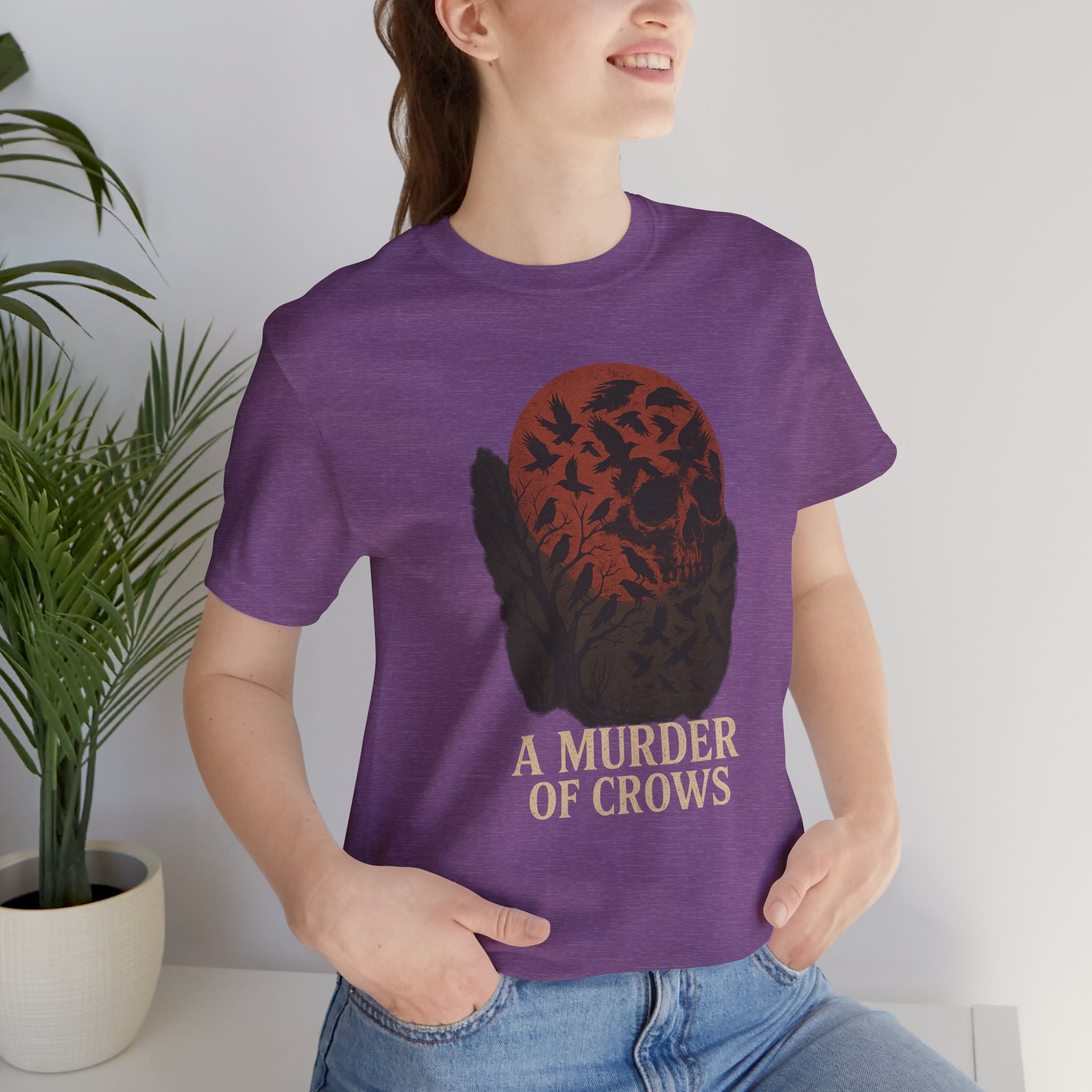 A Murder of Crows Tee, Unisex Jersey Tee, Gothic Shirt, Bird Lover Gift, Dark Aesthetic Clothing, Autumn Vibe Apparel