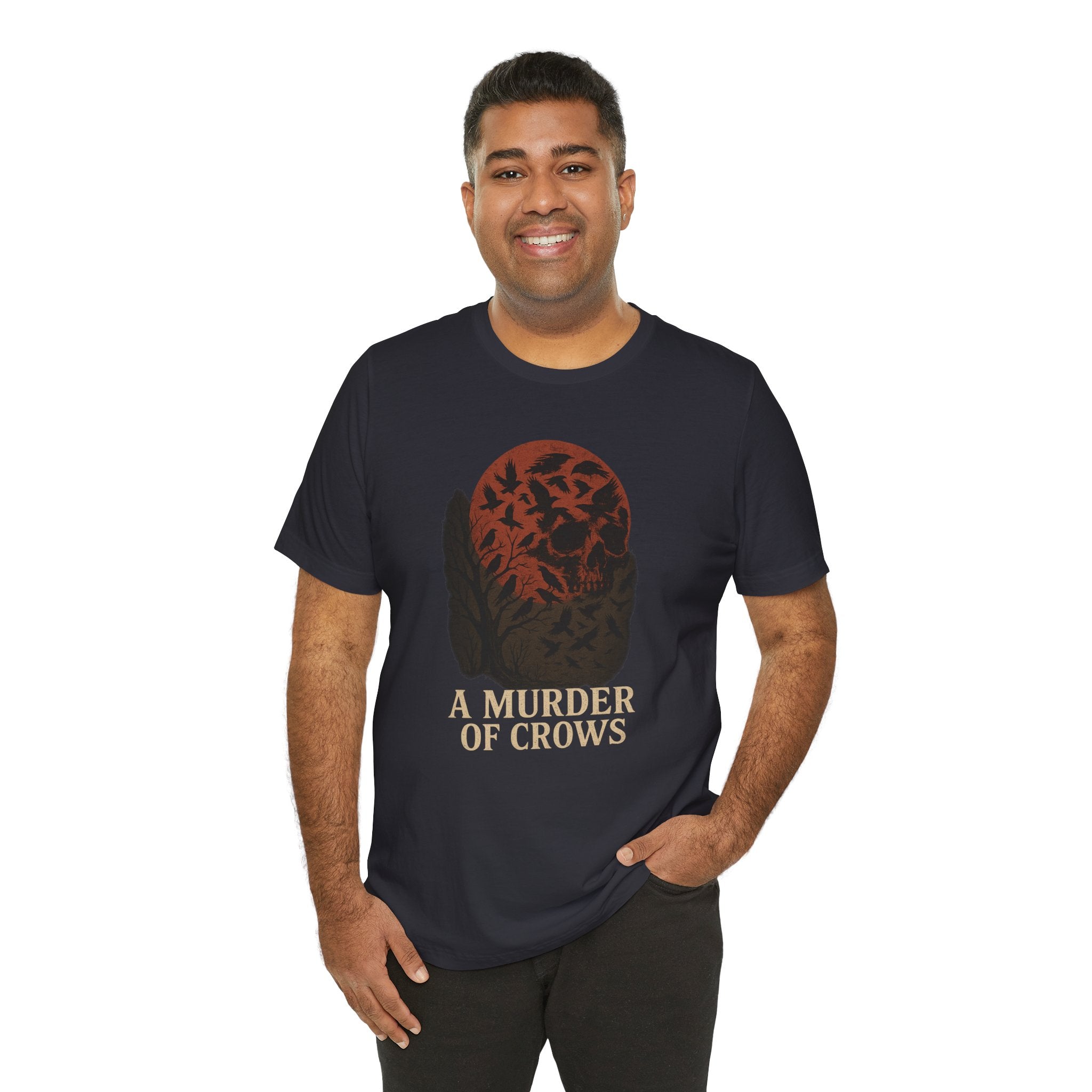 A Murder of Crows Tee, Unisex Jersey Tee, Gothic Shirt, Bird Lover Gift, Dark Aesthetic Clothing, Autumn Vibe Apparel