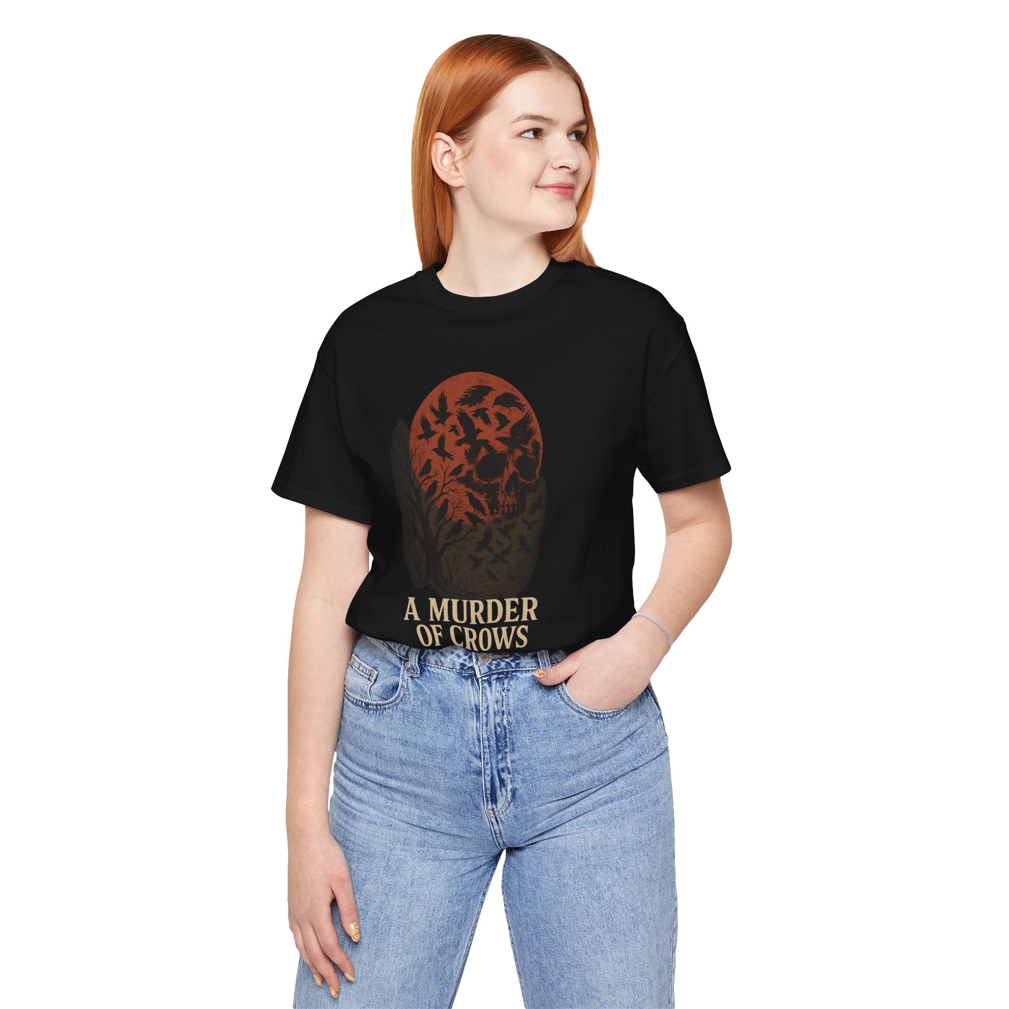 A Murder of Crows Tee, Unisex Jersey Tee, Gothic Shirt, Bird Lover Gift, Dark Aesthetic Clothing, Autumn Vibe Apparel
