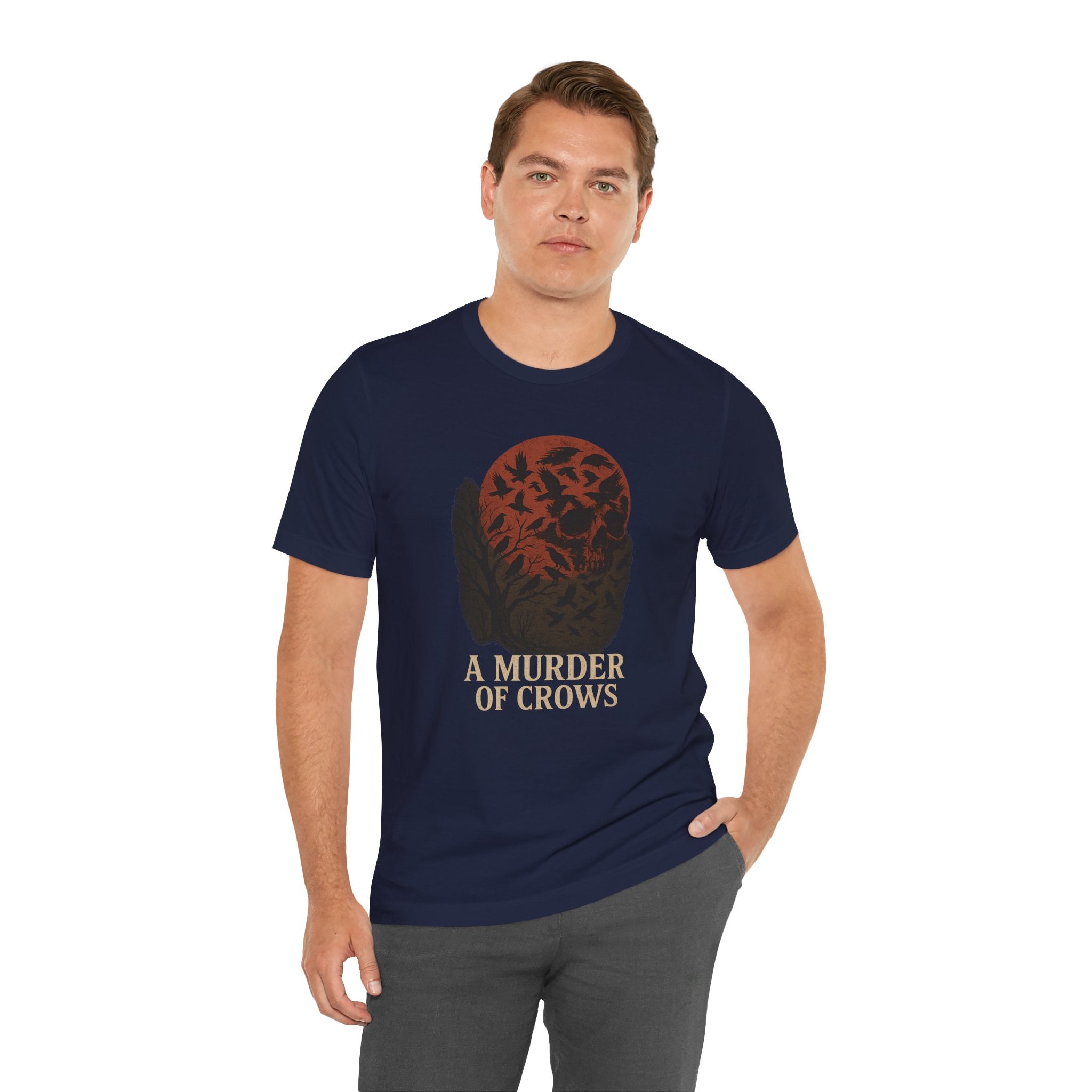 A Murder of Crows Tee, Unisex Jersey Tee, Gothic Shirt, Bird Lover Gift, Dark Aesthetic Clothing, Autumn Vibe Apparel