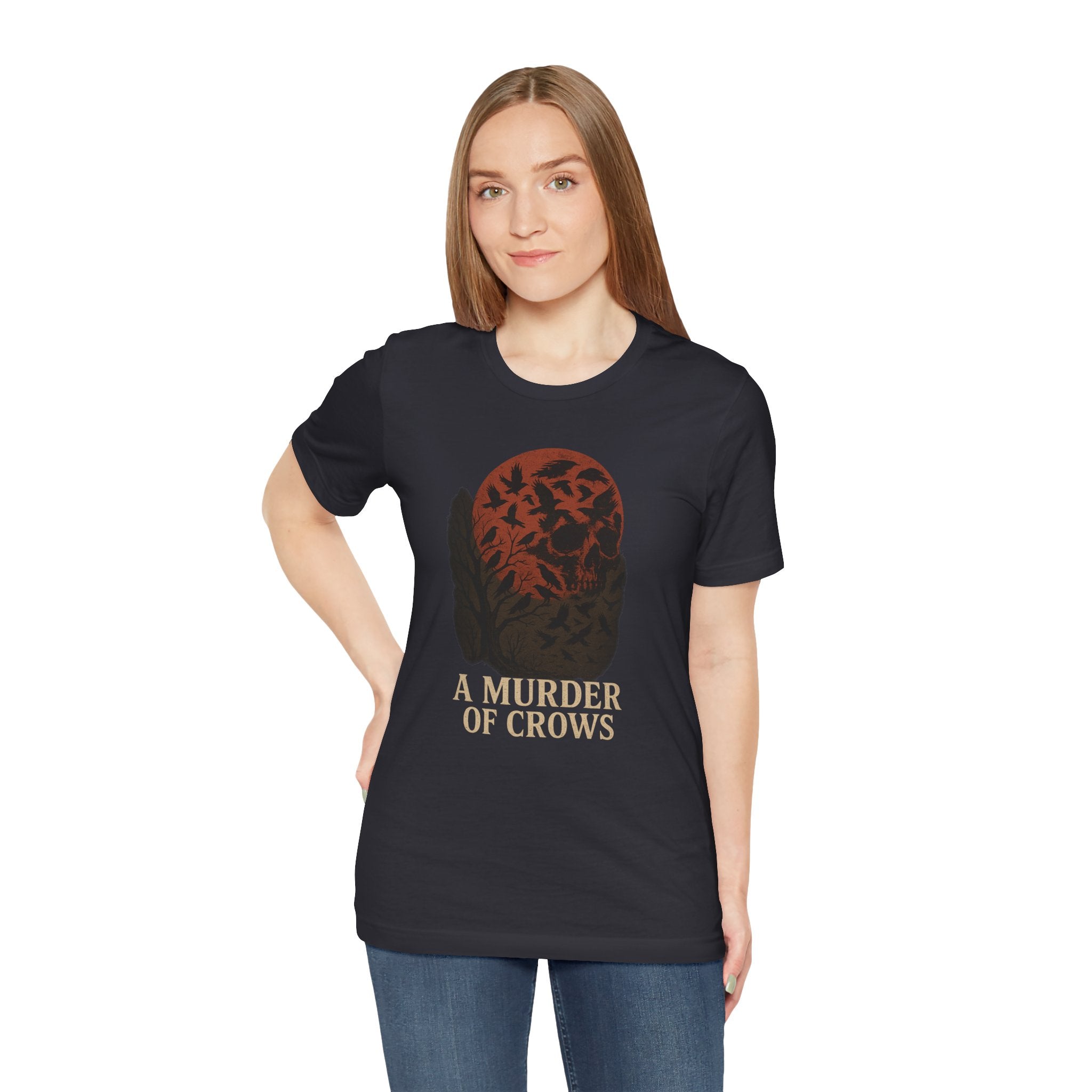 A Murder of Crows Tee, Unisex Jersey Tee, Gothic Shirt, Bird Lover Gift, Dark Aesthetic Clothing, Autumn Vibe Apparel