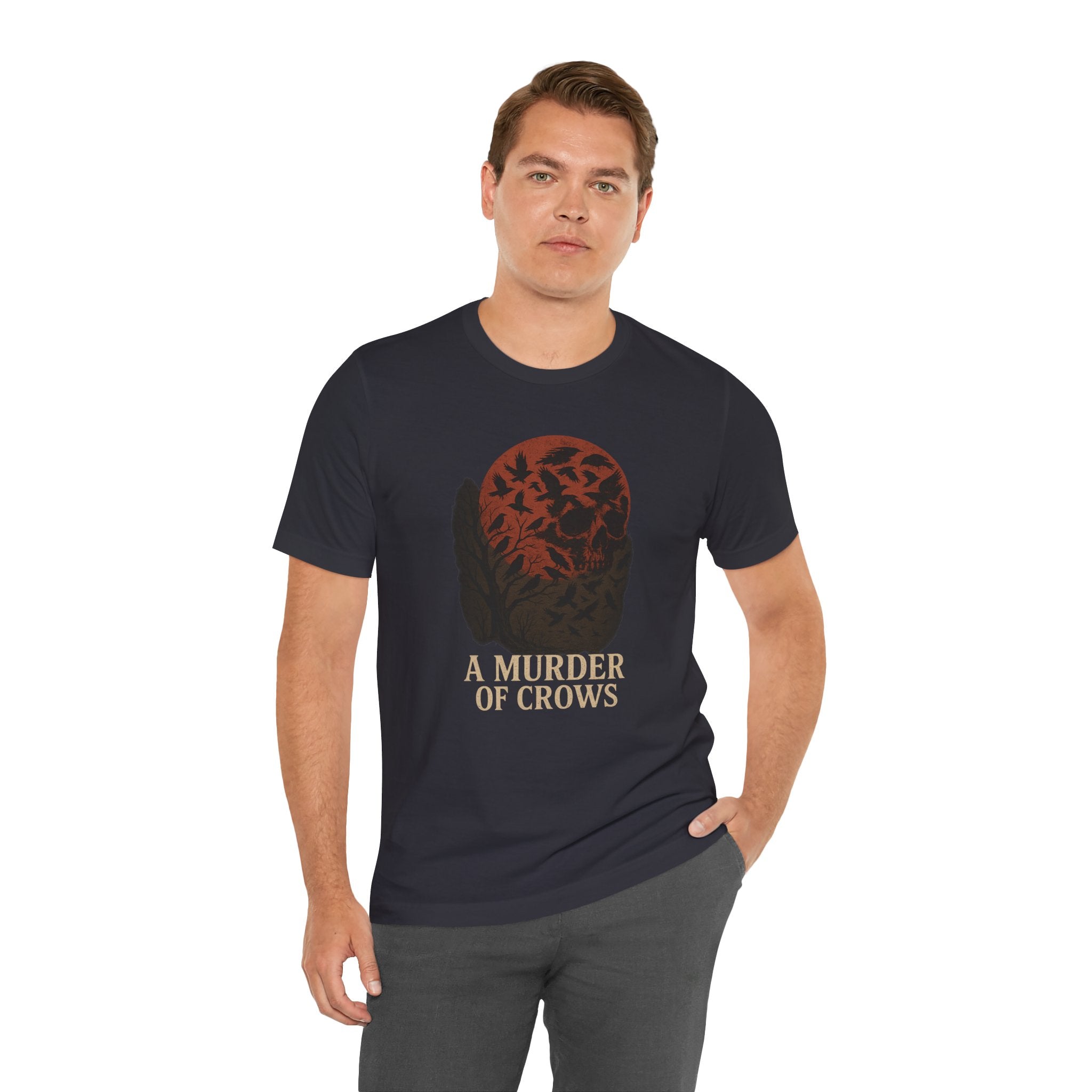 A Murder of Crows Tee, Unisex Jersey Tee, Gothic Shirt, Bird Lover Gift, Dark Aesthetic Clothing, Autumn Vibe Apparel