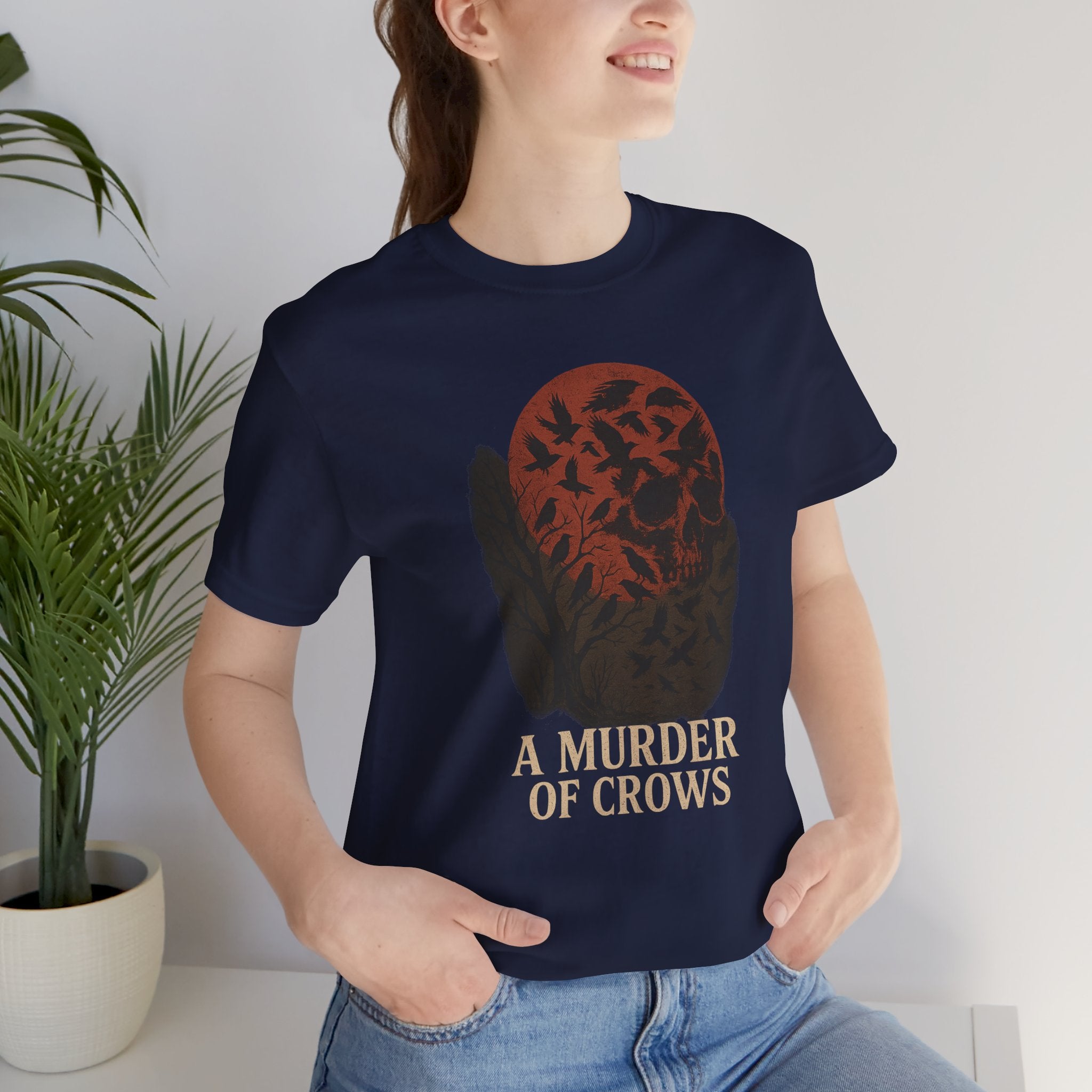 A Murder of Crows Tee, Unisex Jersey Tee, Gothic Shirt, Bird Lover Gift, Dark Aesthetic Clothing, Autumn Vibe Apparel