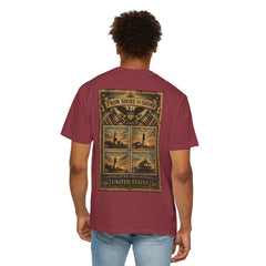From Shore To Shore Lighthouse Series T Shirt -  Scenic Vintage Postage Stamps