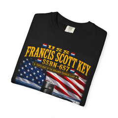 USS Francis Scott Key SSBN-657 Submarine T-Shirt – Forty One for Freedom, American Flag Patriotic Tee