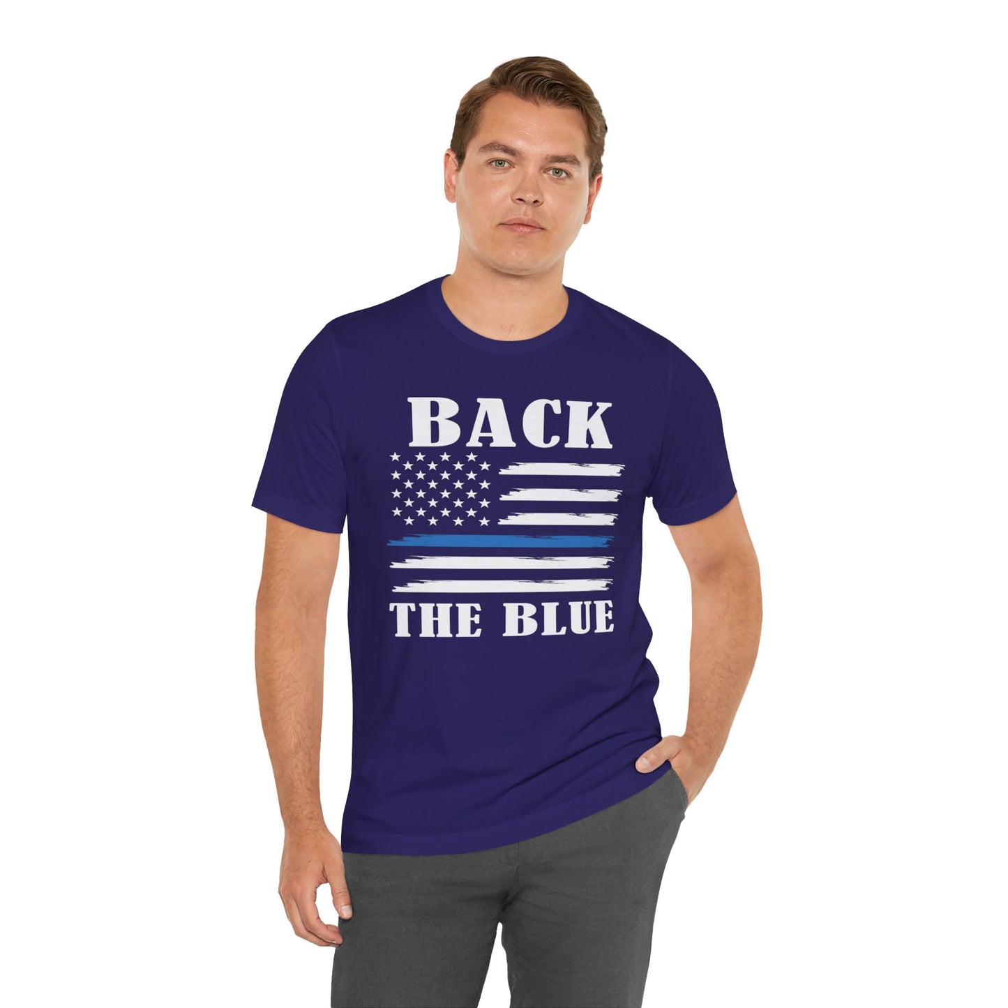 BACK THE BLUE Flag, Graphic Unisex Short Sleeve Tee