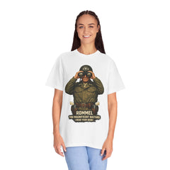 Graphic T-Shirt — Vintage WWII General George Patton Binoculars Design with "Rommel You Magnificent Bastard" Text