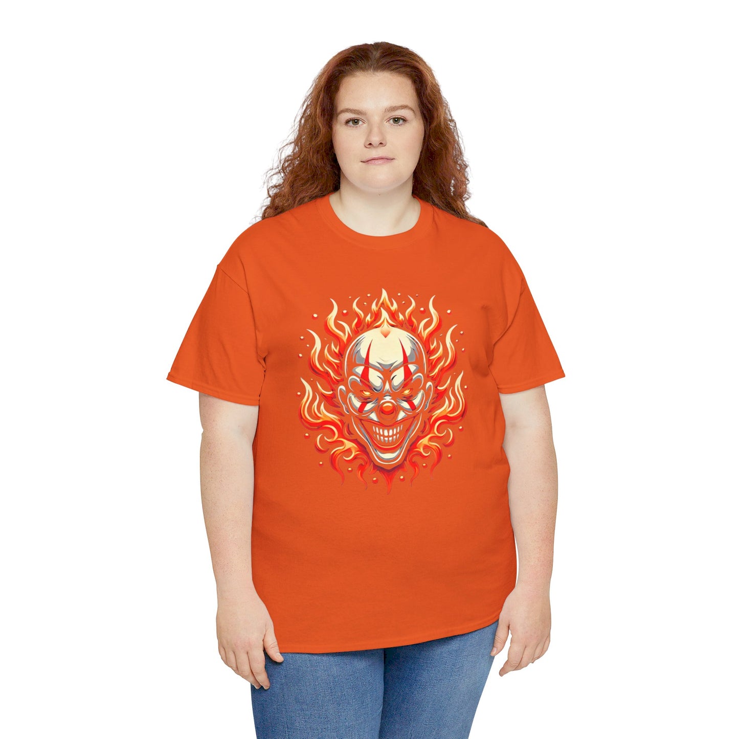 Flaming Fire Clown - Graphic Unisex Heavy Cotton Tee