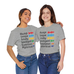 Autism - Always Unique Totally Intelligent Sometimes Mysterious Unisex Softstyle T-Shirt