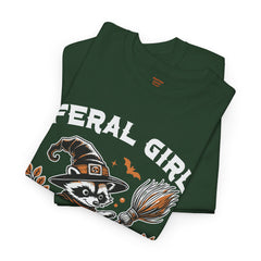 Feral Girl Halloween Raccoon! Graphic Unisex Heavy Cotton Tee
