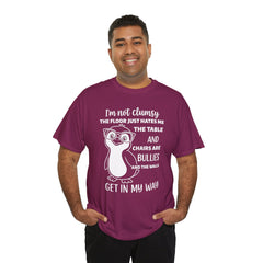 Clumsy Funny Penguin Graphic Tee | Unisex Heavy Cotton Tee | Great Gift for Animal Lovers, Birthdays, Casual Wear, Humorous Gifts, Everyday Style