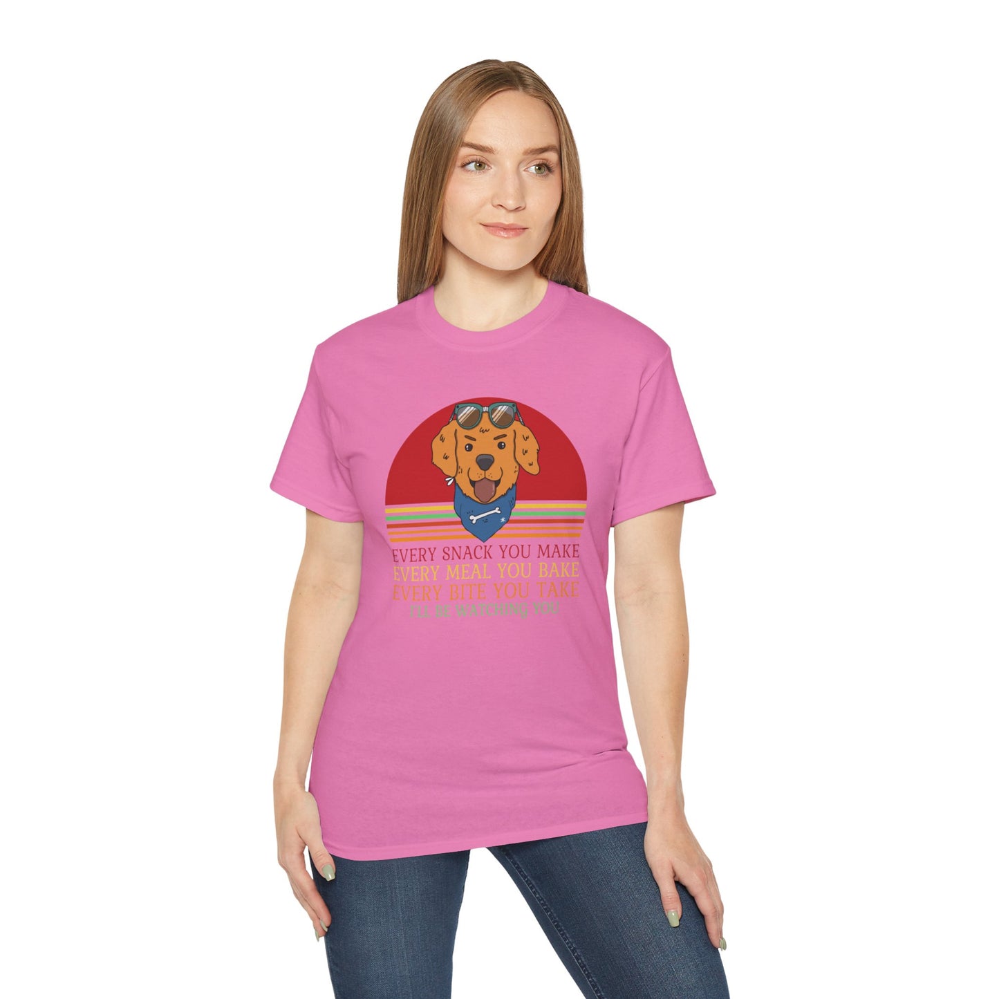 Golden Retriever Every Meal, Bite, Snack, I will be watching you Unisex Ultra Cotton Tee