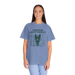 Cryptid Group Therapy Bigfoot, Mothman and Loch Nessie Unisex T-Shirt, Funny Graphic Tee, Gift for Cryptid Lovers, Quirky Casual Wear, Cool Humor Shirt