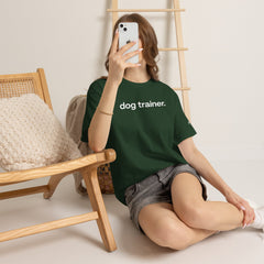Dog Trainer T‑Shirt — "dog trainer." Front Logo with "we believe..." Positive Training Back Text