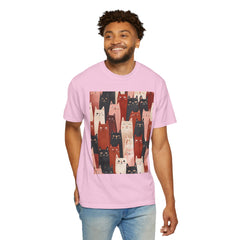 Cute Cat Print Unisex Garment-Dyed T-Shirt - Comfort Colors Soft Perfect for Animal Lovers and Casual Days