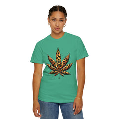 Vintage Leopard Cannabis Leaf T-shirt — Weed Lover Stoner Gift