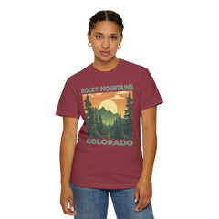 Rocky Mountains Colorado Graphic, Comfort Colors Soft Relaxed Fit Unisex Garment-Dyed T-shirt