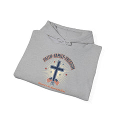 Faith & Freedom Cross Hoodie | Patriotic, Faith-Based July 4th Vintage Americana