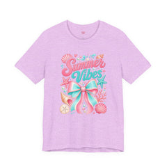 Summer Vibes Tee — Pastel Seashell Bow Beach T-Shirt