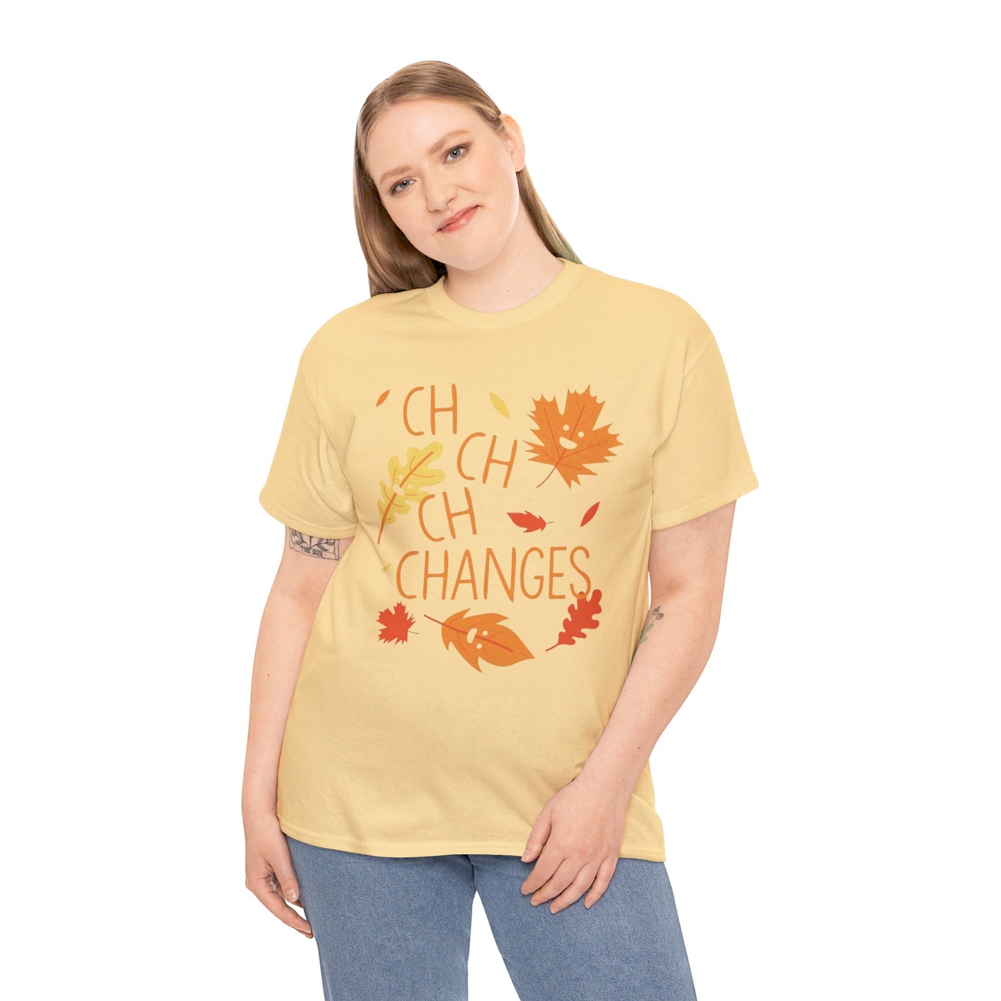 Changes Fall Leaves Graphic - Unisex Heavy Cotton Tee