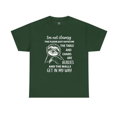 Clumsy Funny Sloth Graphic Tee | Unisex Heavy Cotton Tee | Great Gift for Animal Lovers, Birthdays, Casual Wear, Humorous Gifts, Everyday Style