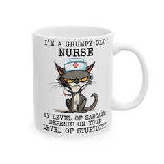 Funny Cat graphic mug, sarcastic grumpy nurse cat, ceramic cat mug, 11oz, 15oz, cat lover gift, gift for her, Cat Mamma, animal lover gift,