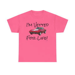 I'm Vetted For Life! / Unisex Heavy Cotton Tee /  RED Corvette / Chevrolet / Chevy / 63 Split Window / for him/ for her / collector car