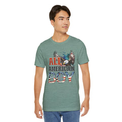 All American Boy With Eagle Graphic, Unisex Jersey Short Sleeve Tee
