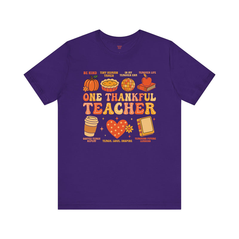 One Thankful Teacher T‑Shirt – Fall and Thanksgiving  Teacher Appreciation Tee