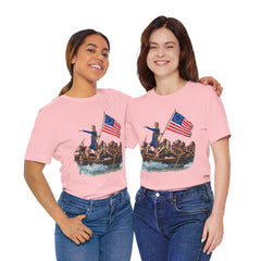 Historical Fever Patriot T‑Shirt — Revolutionary Flag Rowboat Design