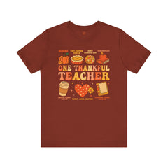 One Thankful Teacher T‑Shirt – Fall and Thanksgiving  Teacher Appreciation Tee