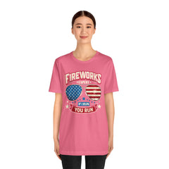 Fireworks Expert, If I Run You Run, Sunglasses  Graphic, Unisex Jersey Short Sleeve Tee