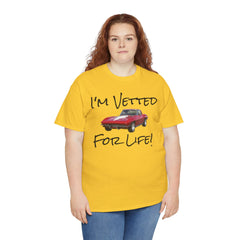 Red Corvette Summer Unisex Tee - I'm Vetted For Life Front and Back Image T Shirt