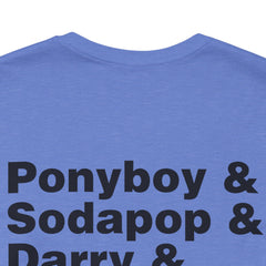 The Outsiders Shirt, Front and Back Images, Greasers Characters Shirt, Unisex Jersey Short Sleeve Tee