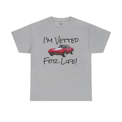 Red Corvette Summer Unisex Tee - I'm Vetted For Life Front and Back Image T Shirt