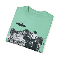 UFO Meets Cowboy Unisex Garment Shirt -Dyed  T Shirt