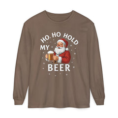 Festive Santa Claus Long Sleeve T-Shirt - "Ho Ho Hold My Beer"