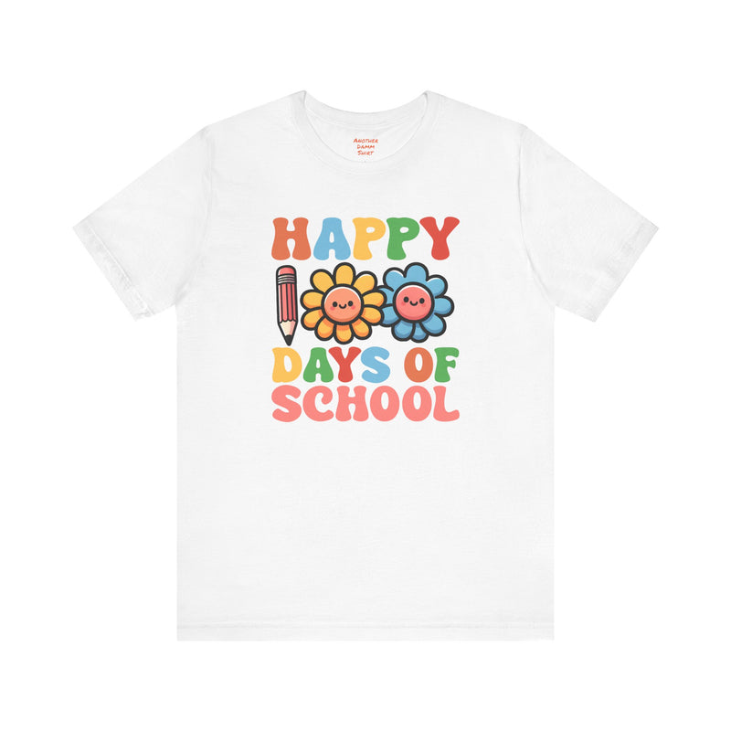 HAPPY 100 DAYS of SCHOOL - Unisex Short Sleeve Tee | Elementary School Holiday, Teacher Apparel, Kids Motivation, Days Checked Off, 100 Days