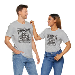 Spilling The Tea Since 1773, Sailing Ship Graphic, Unisex Jersey Short Sleeve Tee