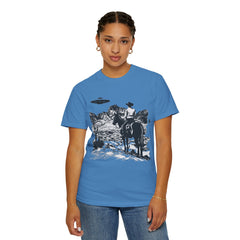 UFO Meets Cowboy Unisex Garment Shirt -Dyed  T Shirt