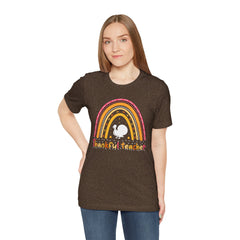 Thankful Teacher T‑Shirt – Retro Rainbow Turkey Teacher Appreciation Tee