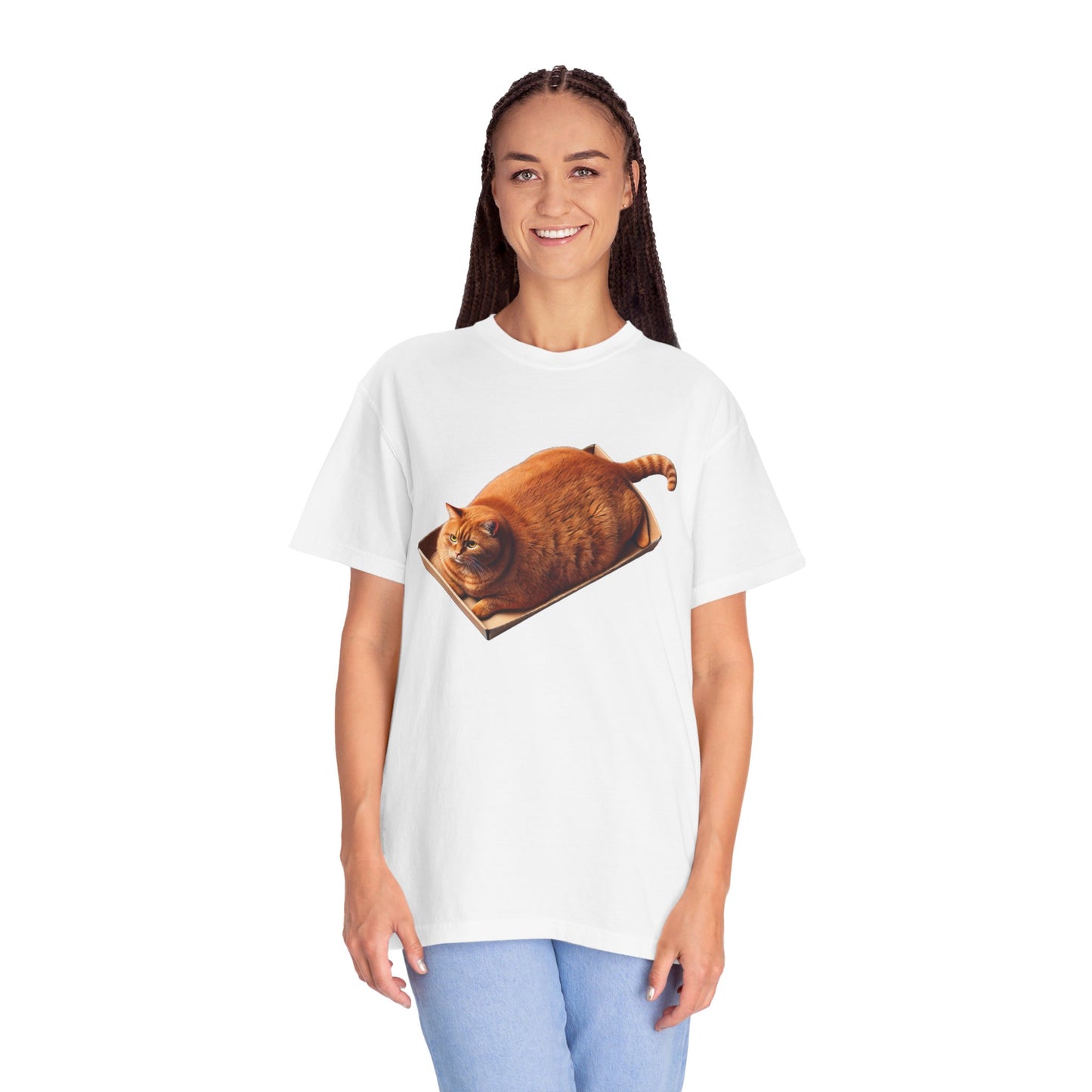 A Fat Cat Is A Happy Cat - Graphic Unisex Garment-Dyed T-shirt