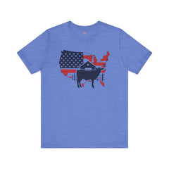 Red White and Blue Farmer Graphic, Unisex Jersey Short Sleeve Tee