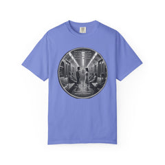 Don;t Stop Believing Subway Reflection T-Shirt — Vintage Black & White Urban Photo Tee