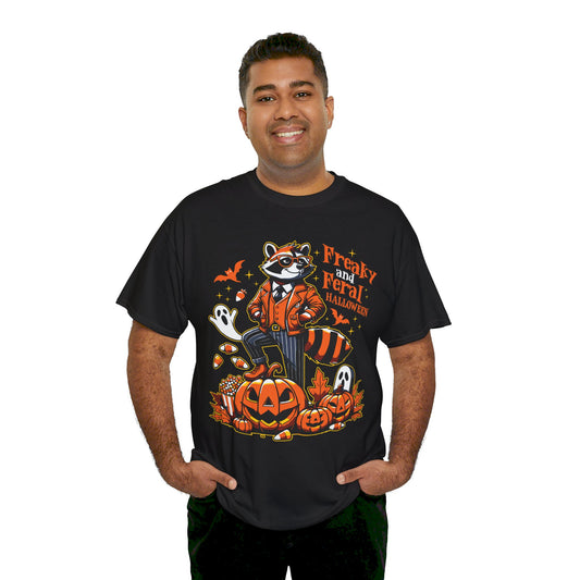 Freaky And Feral Halloween Raccoon! Graphic Unisex Heavy Cotton Tee