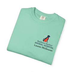 Lauren McGowan Front Logo Back Graphic Baldwin Harbor Animal Hospital "Who Let the Cats Out?" T Shirt