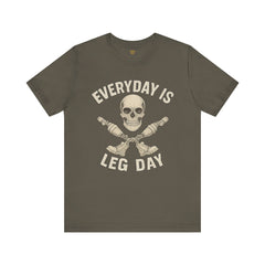 Fitness Tee | Leg Amputee Funny Skull, Everyday Leg Day Gym Shirt, Workout Top